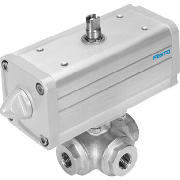 3-Way ball valve Series: VZBA Stainless steel Pneumatic operated Single acting Internal thread (BSPP) PN63